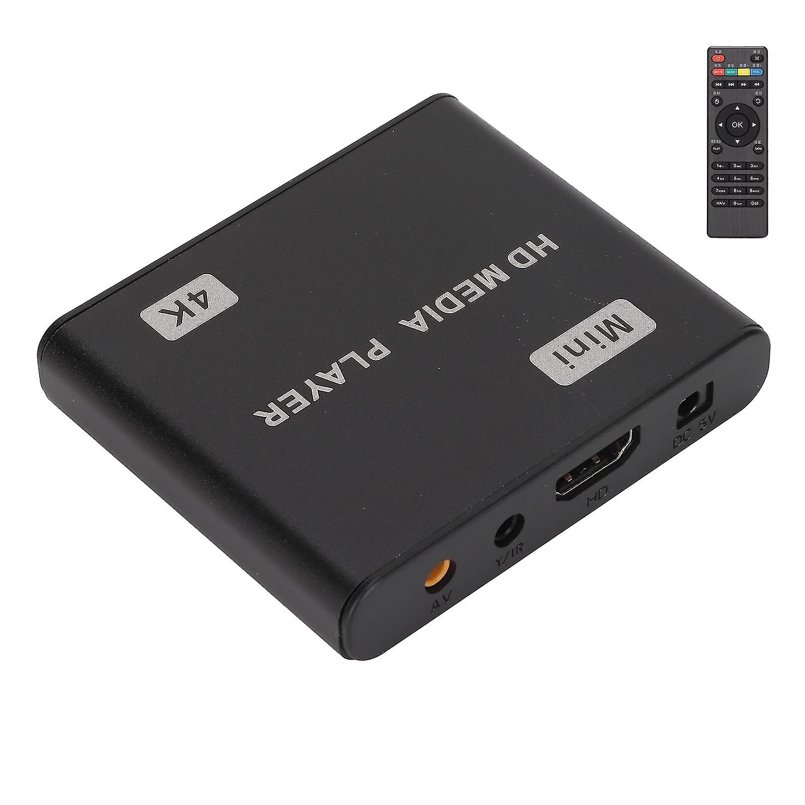 4K HD Media Player Mini Streaming Media Player with Remote Control and LED Indicator 100‑240VUS Plug