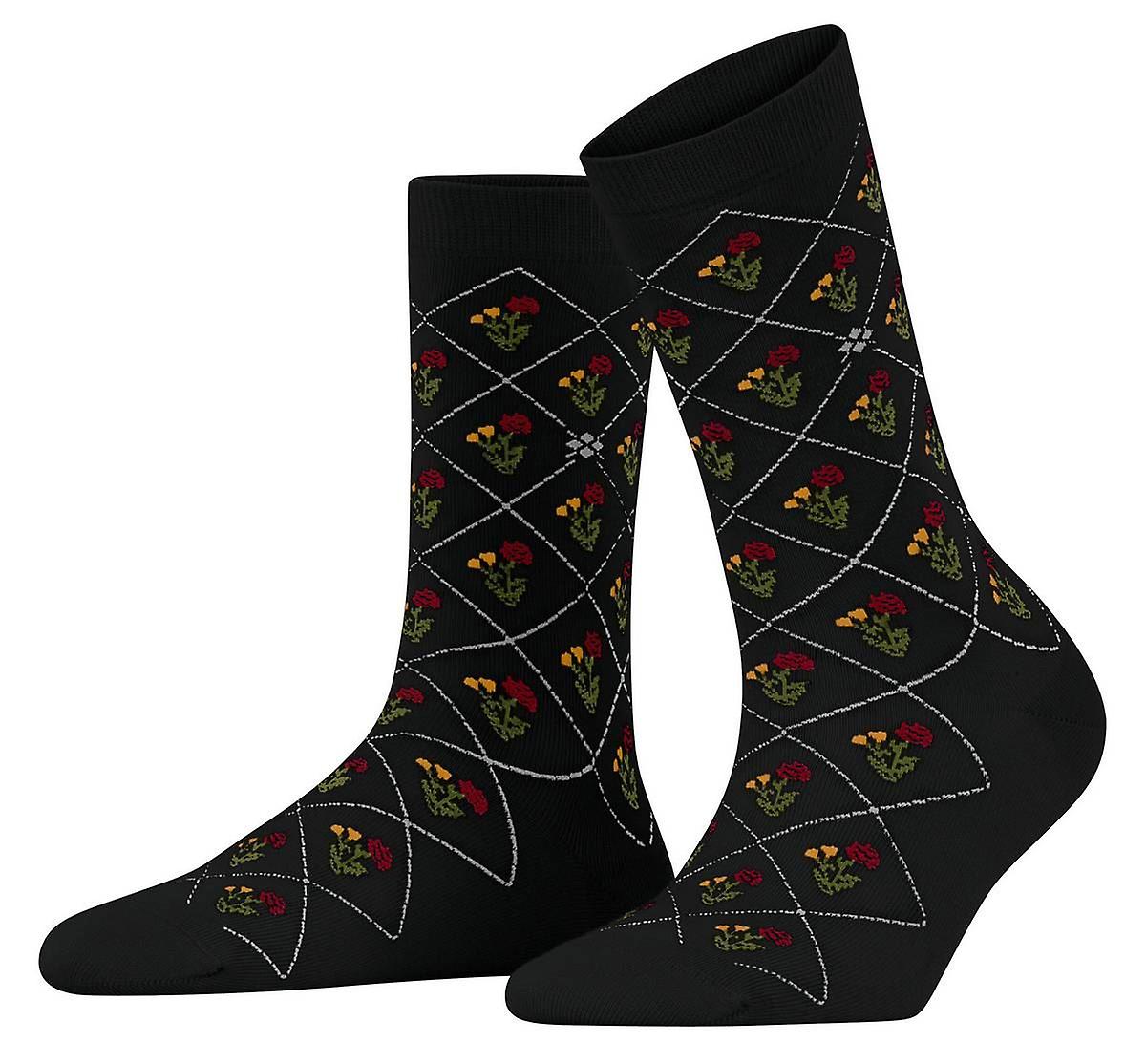 Burlington Flower Socks - Black