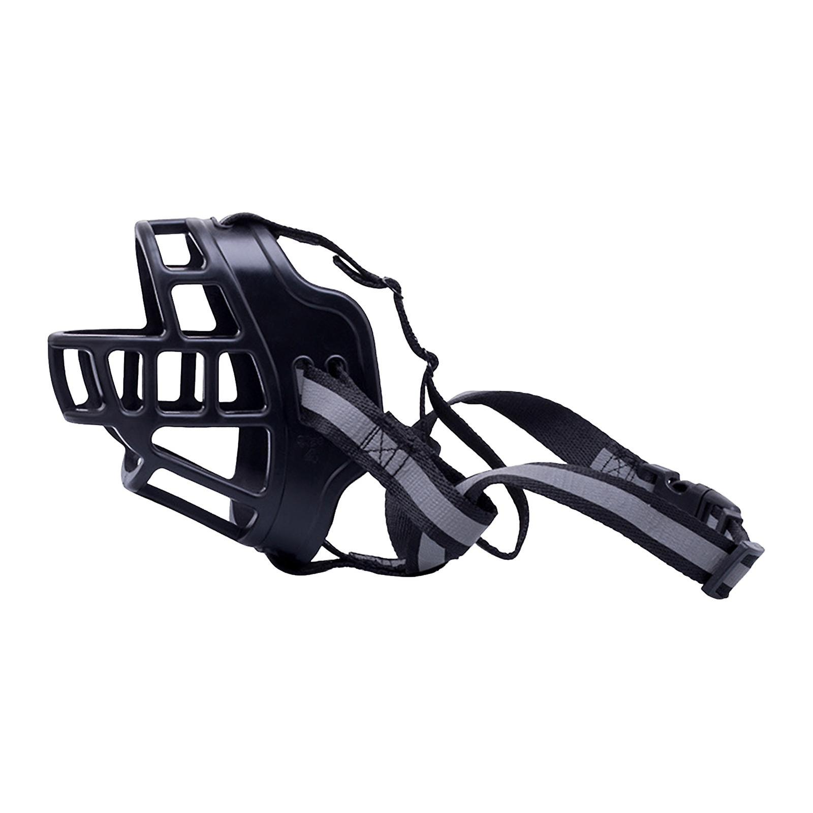 Breathable Basket Muzzle Black Mesh Cage Adjustable Pet Muzzle for All Sizes reflective 1