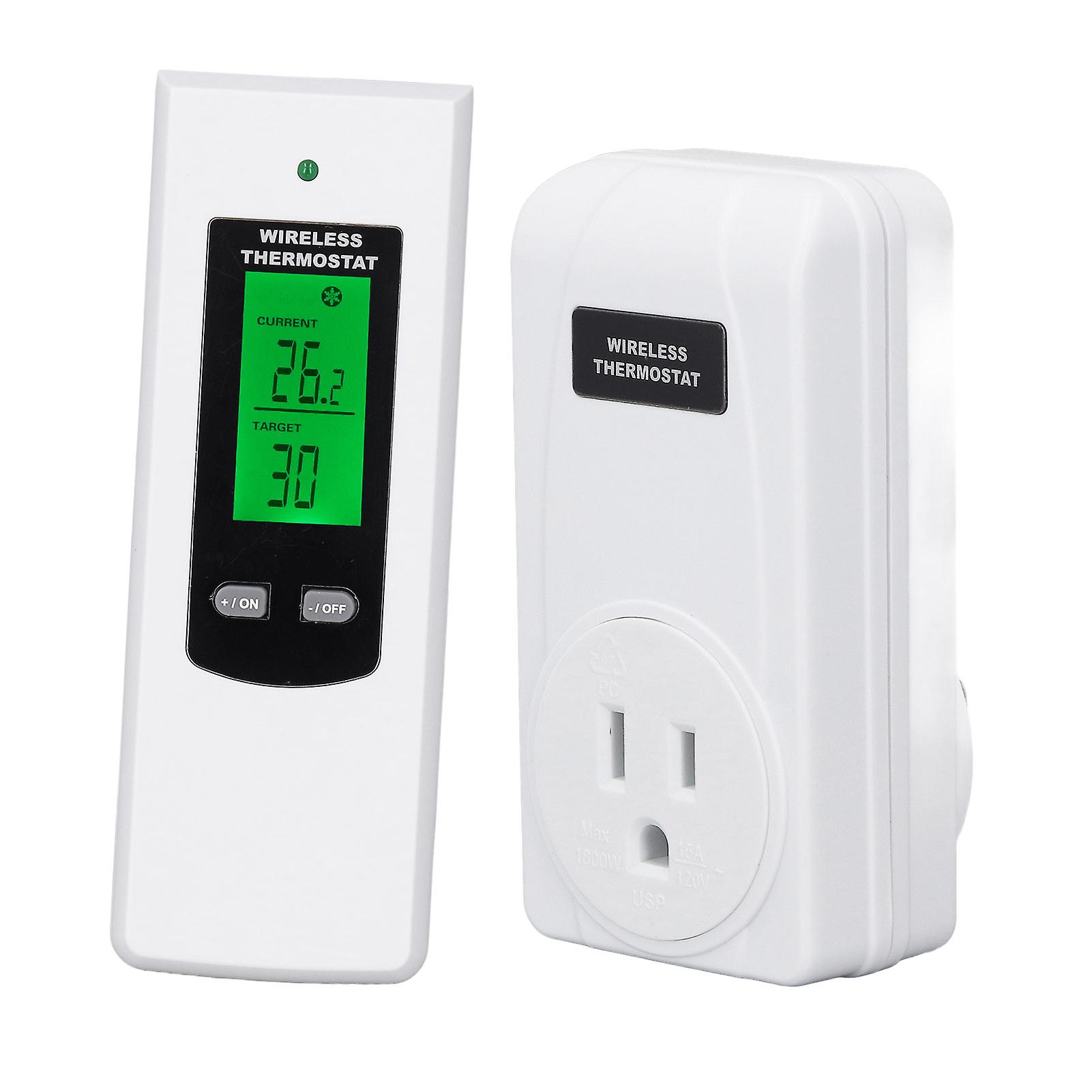 LCD Backlit Wireless Thermostat Outlet with Auto Temperature Detection