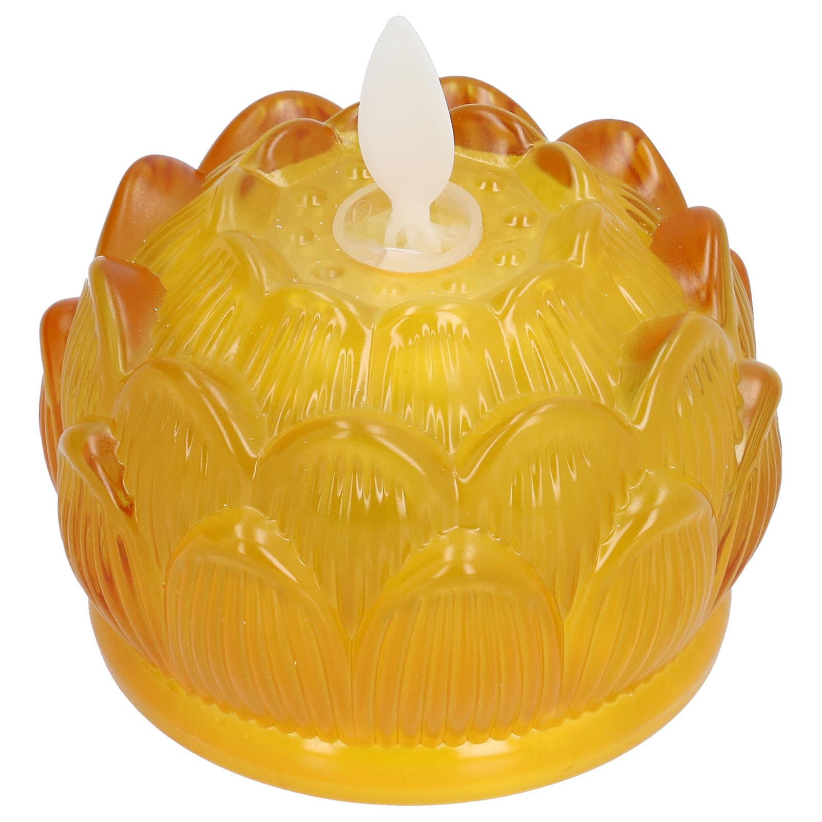 Glass-Look LED Flower Lamp with Yellow Light for Home or Office Decor