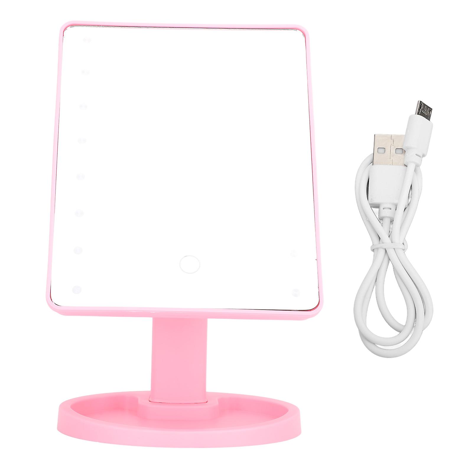 LED Makeup Mirror Vanity Mirror Rectangle 16 Beads USB Rechargeable Angle Adjustable Portable Travel Makeup Mirror PP