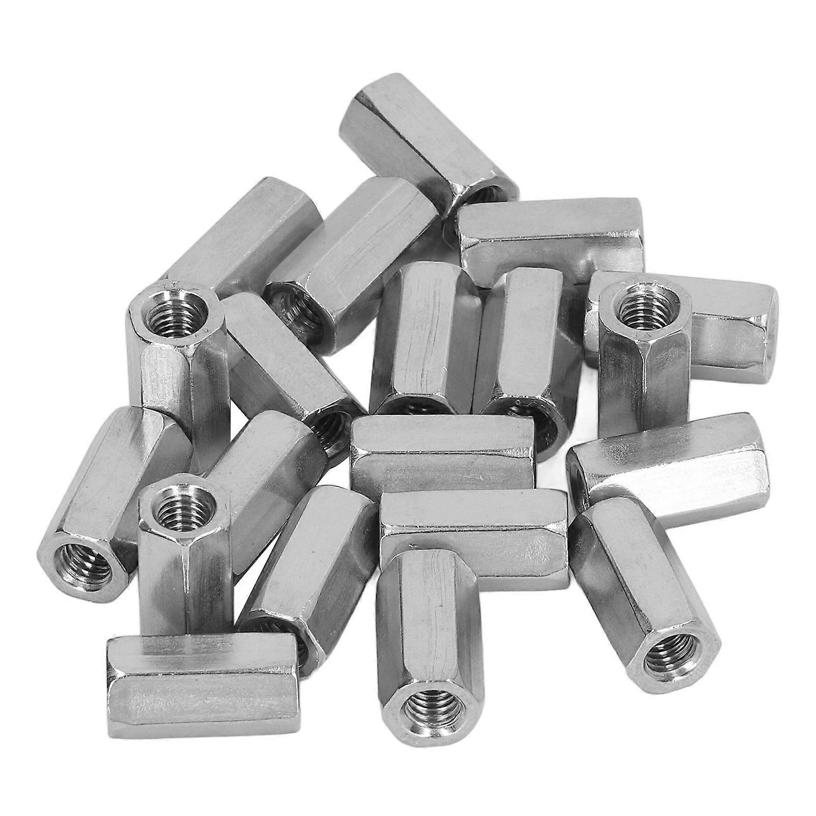 20Pcs Hex Coupling Nut M6 Stainless Steel Rust Resistant Connector Nut Kit Silver