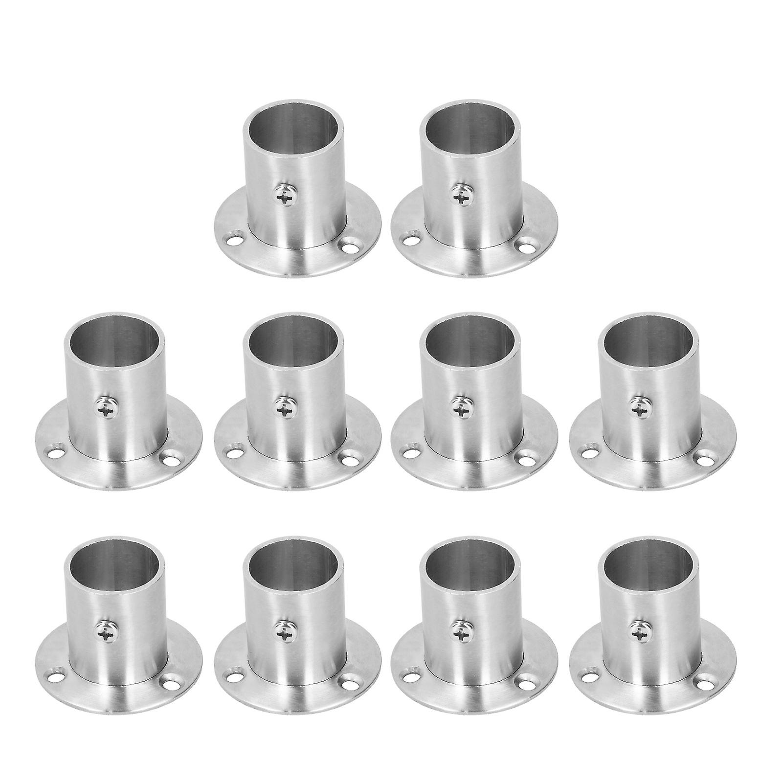 Lot de 10 supports à bride en acier inoxydable épais pour tringle de placard, Φ25