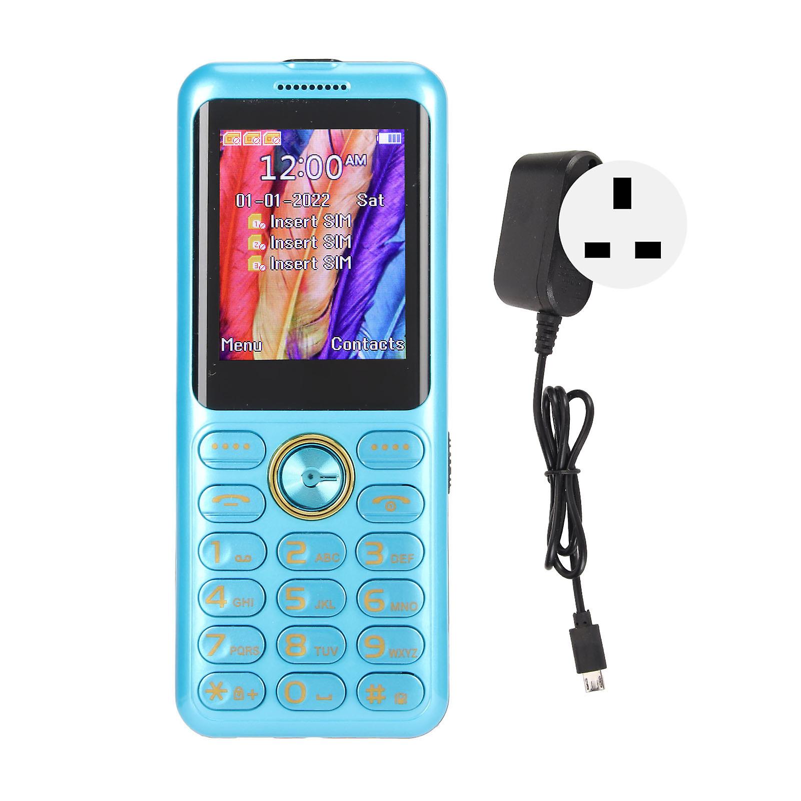 W22 2G Unlocked Phone with 3 SIM Support, Big Buttons, Long Battery, Clear Sound, Blue