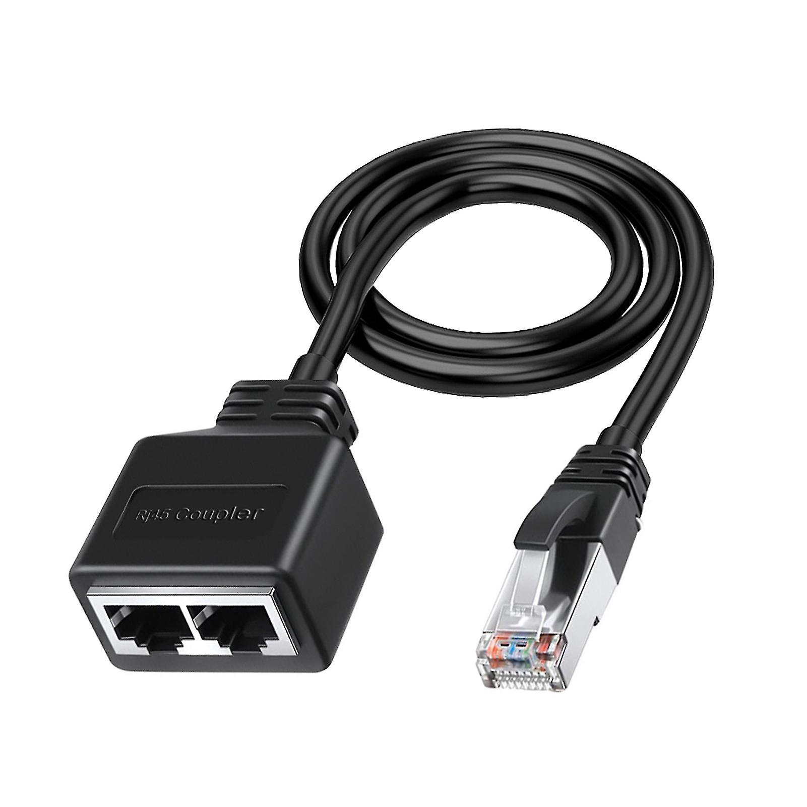 RJ45 Gigabit Network Splitter 1 to 2 Ways 100m Two Devices Ethernet Splitter Coupler Contact-hy