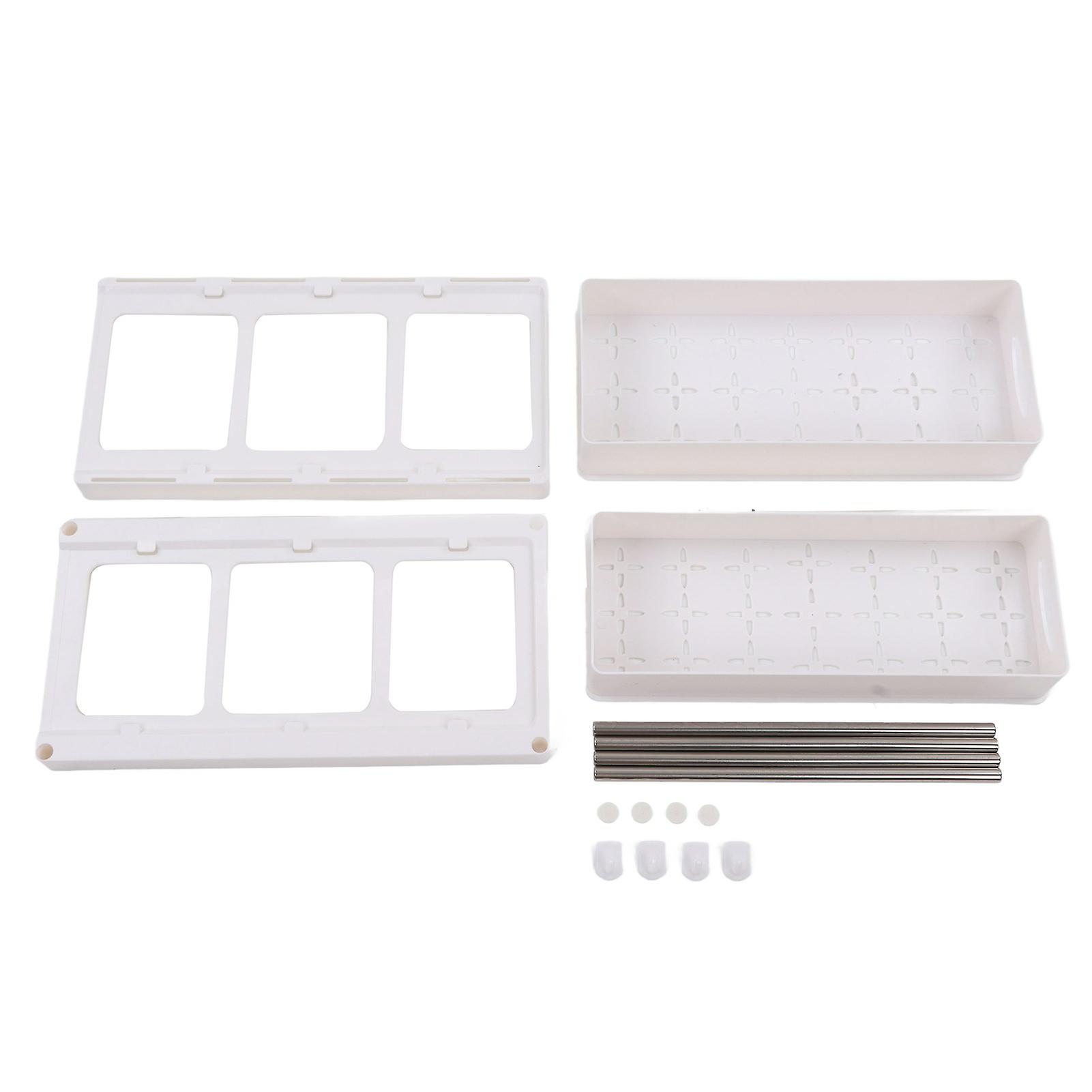 Pull Type Double Layer Storage Rack Set Desktop-Kosmetik-Organizer-Halter für Küche Badezimmer Weiß