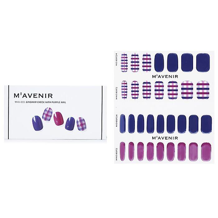 Mavenir Nail Sticker - # Gingham Check With Purple Nail 32pcs