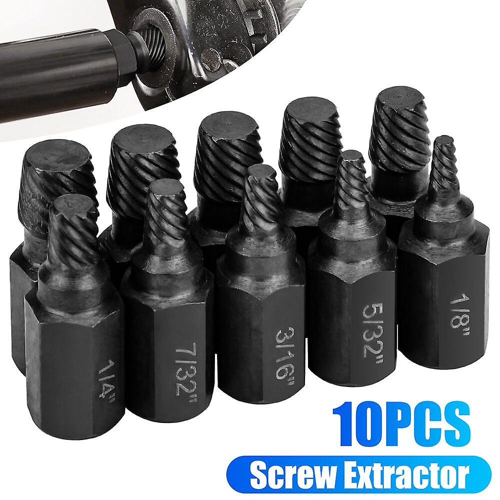10Ps Screw Extractor Easy Out Drill Bits Kit Damaged Screw Bolt Stud Remove