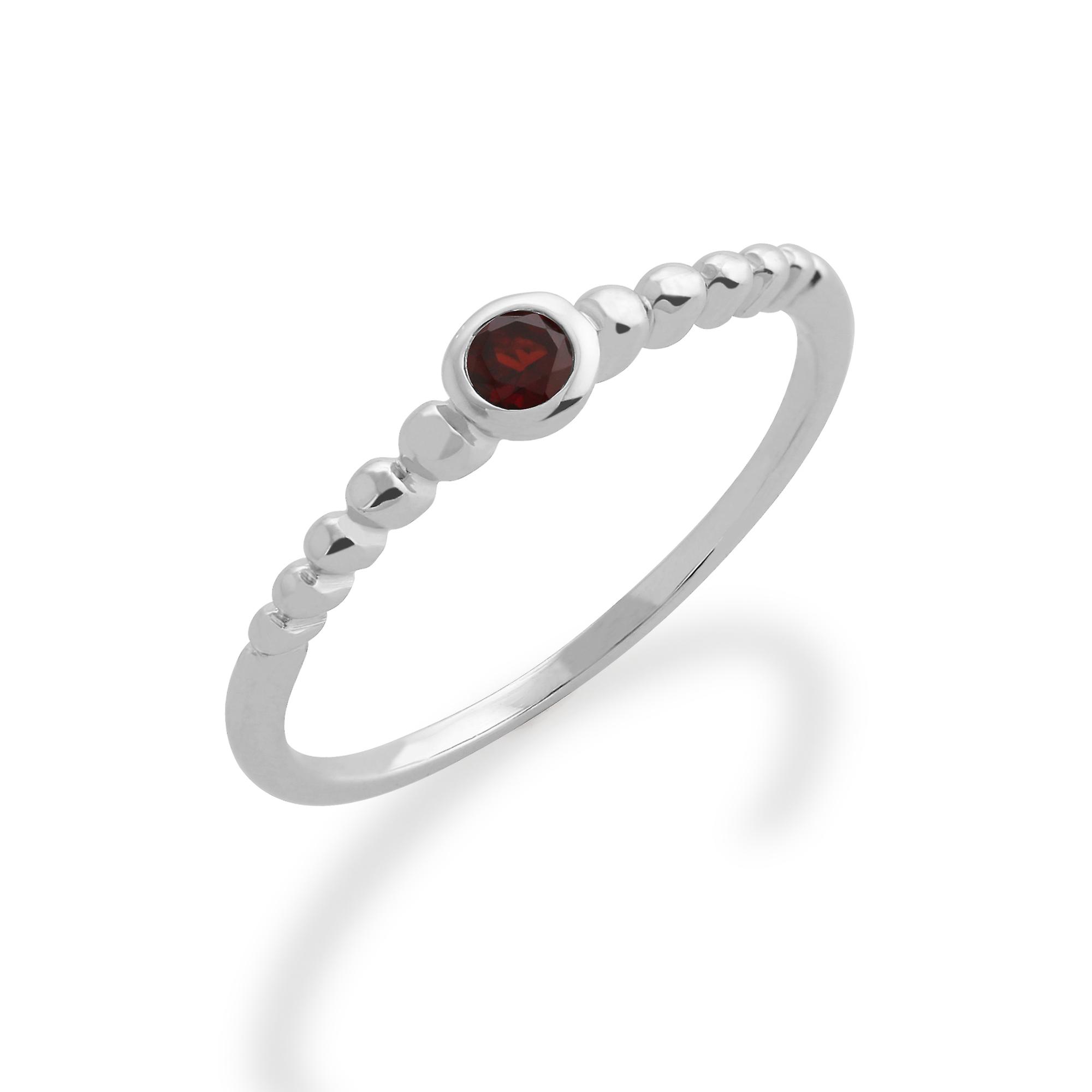 Essential Round Garnet Bezel Set Stack Ring in 925 Sterling Silver 271R019109925