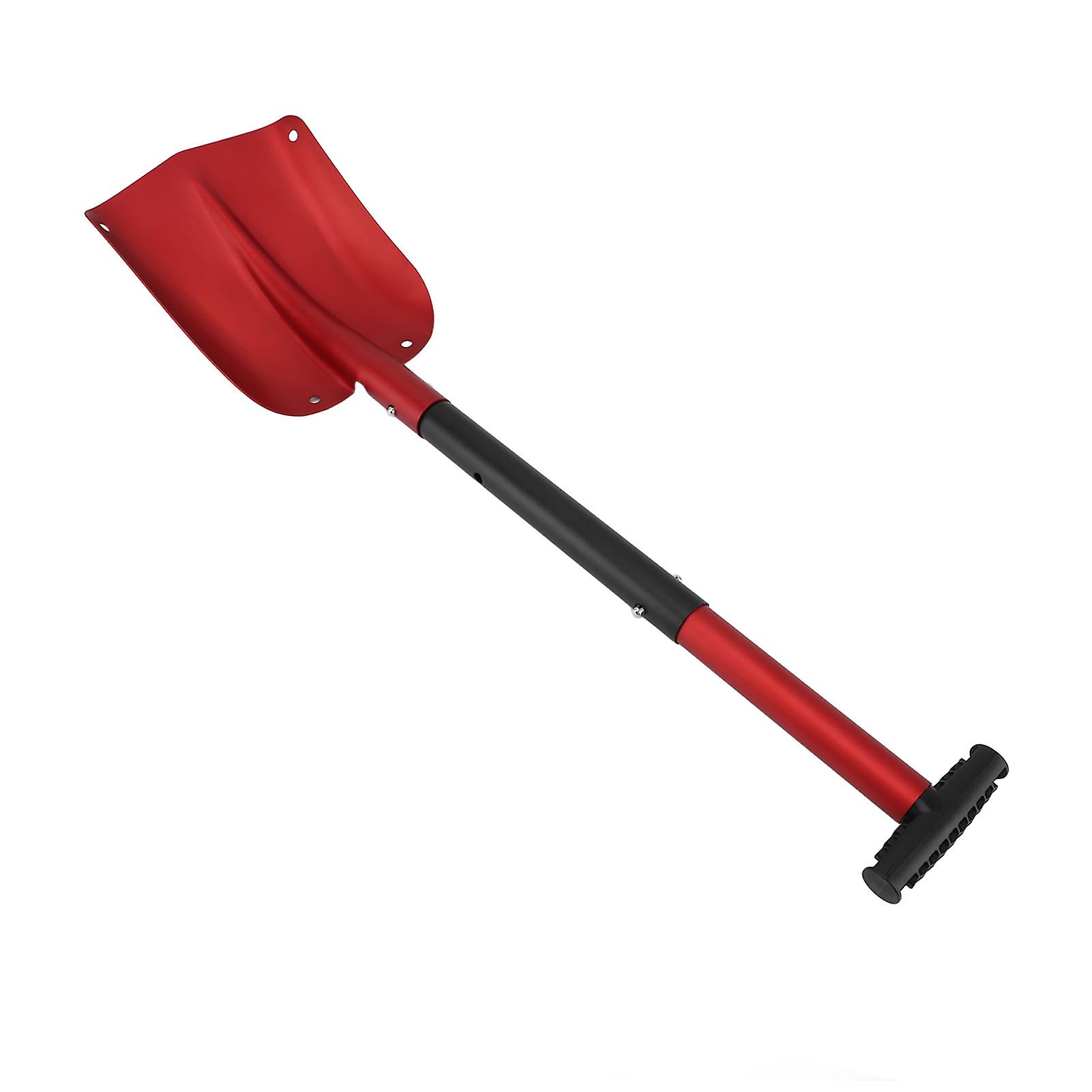 Snow Shovel T Shape Handle Anti Slip Sponge Pad Detachable Portable Snow Shovel for Car Garden Yard Camping Red