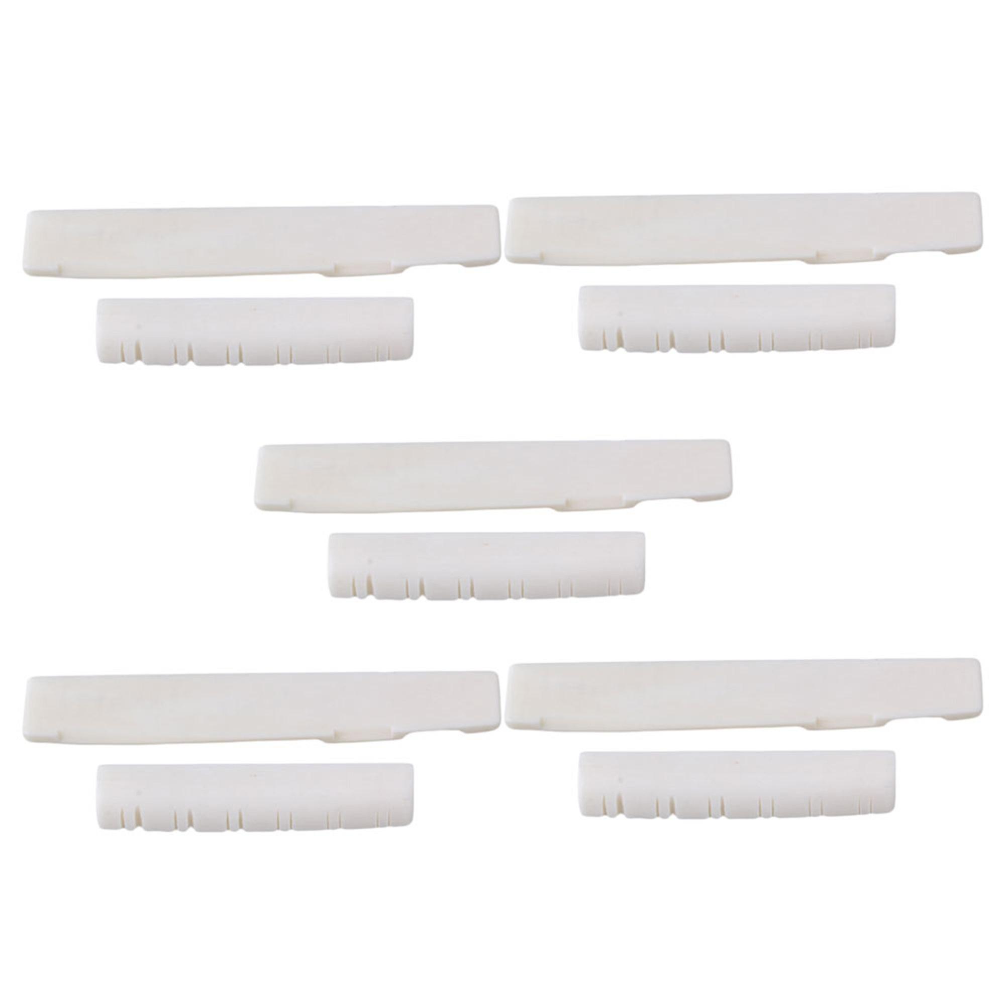 5 Set of Beige Guitar Oxen Bone Nut and Slot Saddle for 12-String Folk Guitar