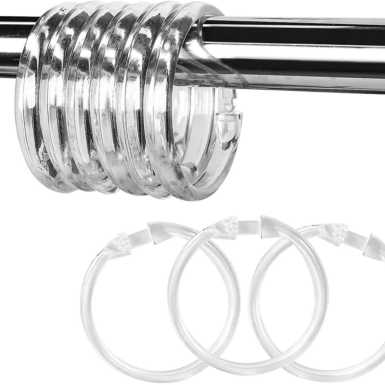 24 Pack Clear Plastic Shower Curtain Rings, Easy Click Shower Curtain