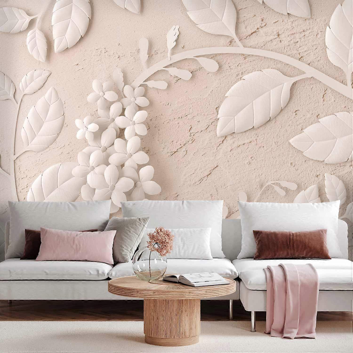 Itseliimautuva seinämaalaus - paperikukat (beige)