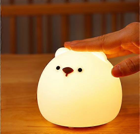 Small big bear silicone small night light bedroom light gift colorful creative rechargeable tapping light