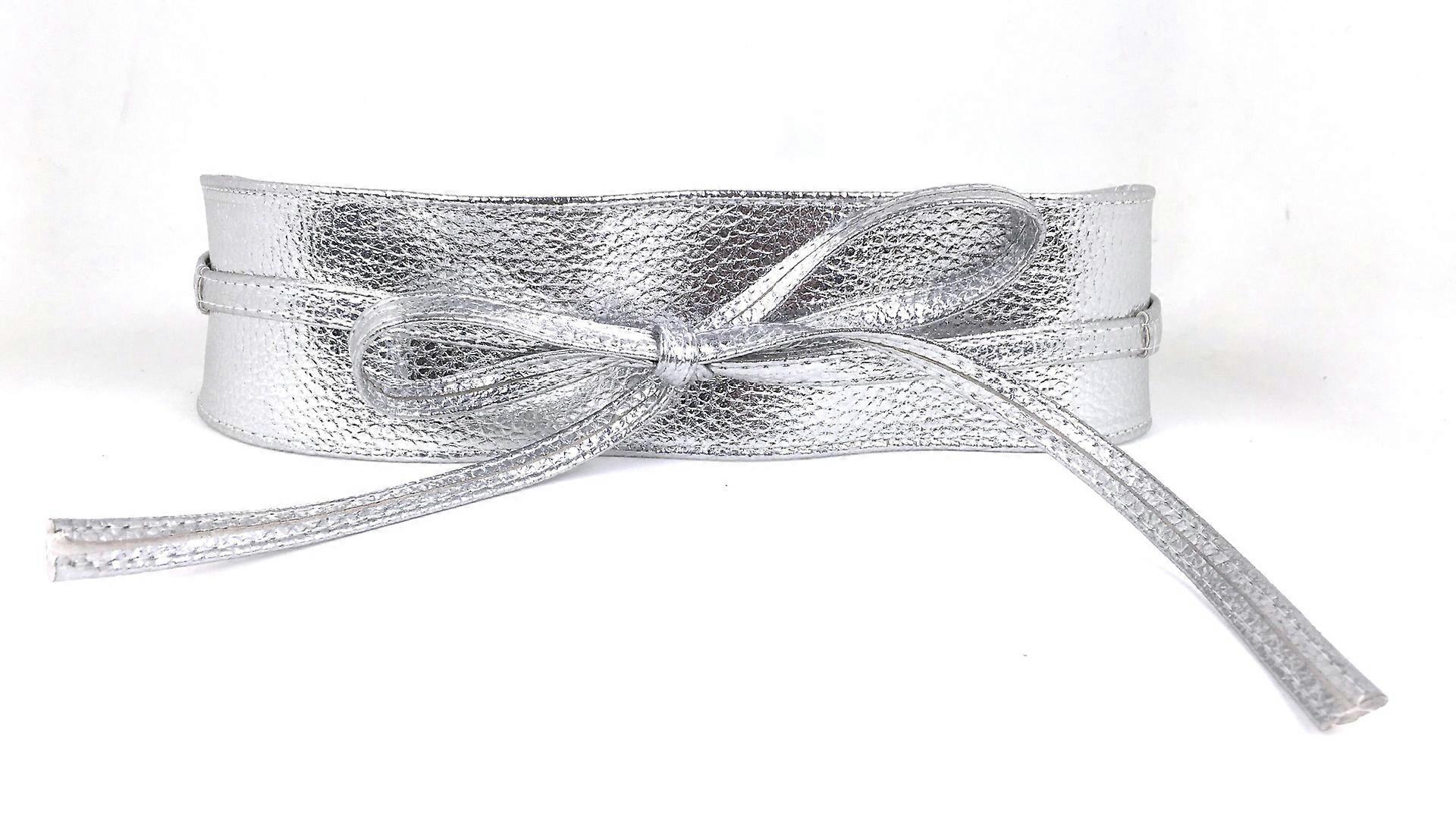 Brett bälte utan spänne silver one size