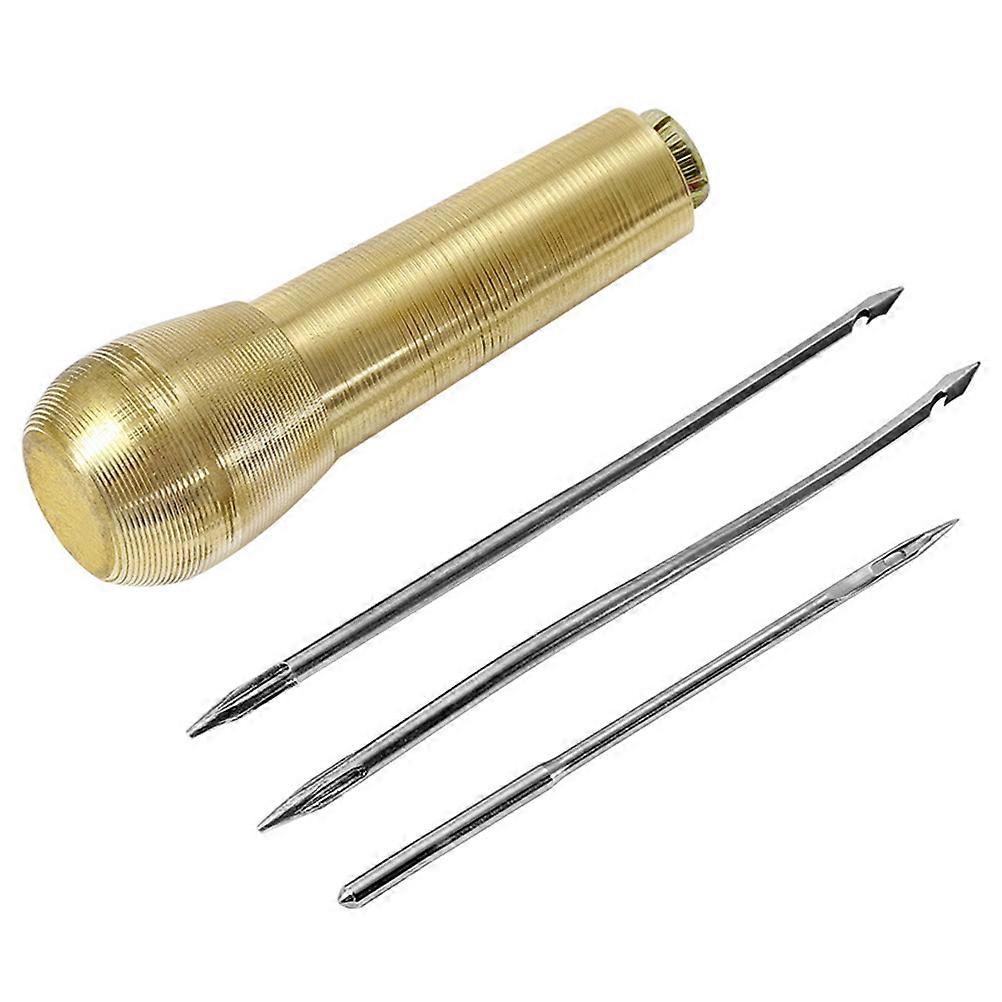 4Pcs Perforating Leather Awls Multifunctional Practical Pricker Straight Tip Tool Diy Sewing Make Up Shoes Accessories For Home Store(Copper Cone +3 N