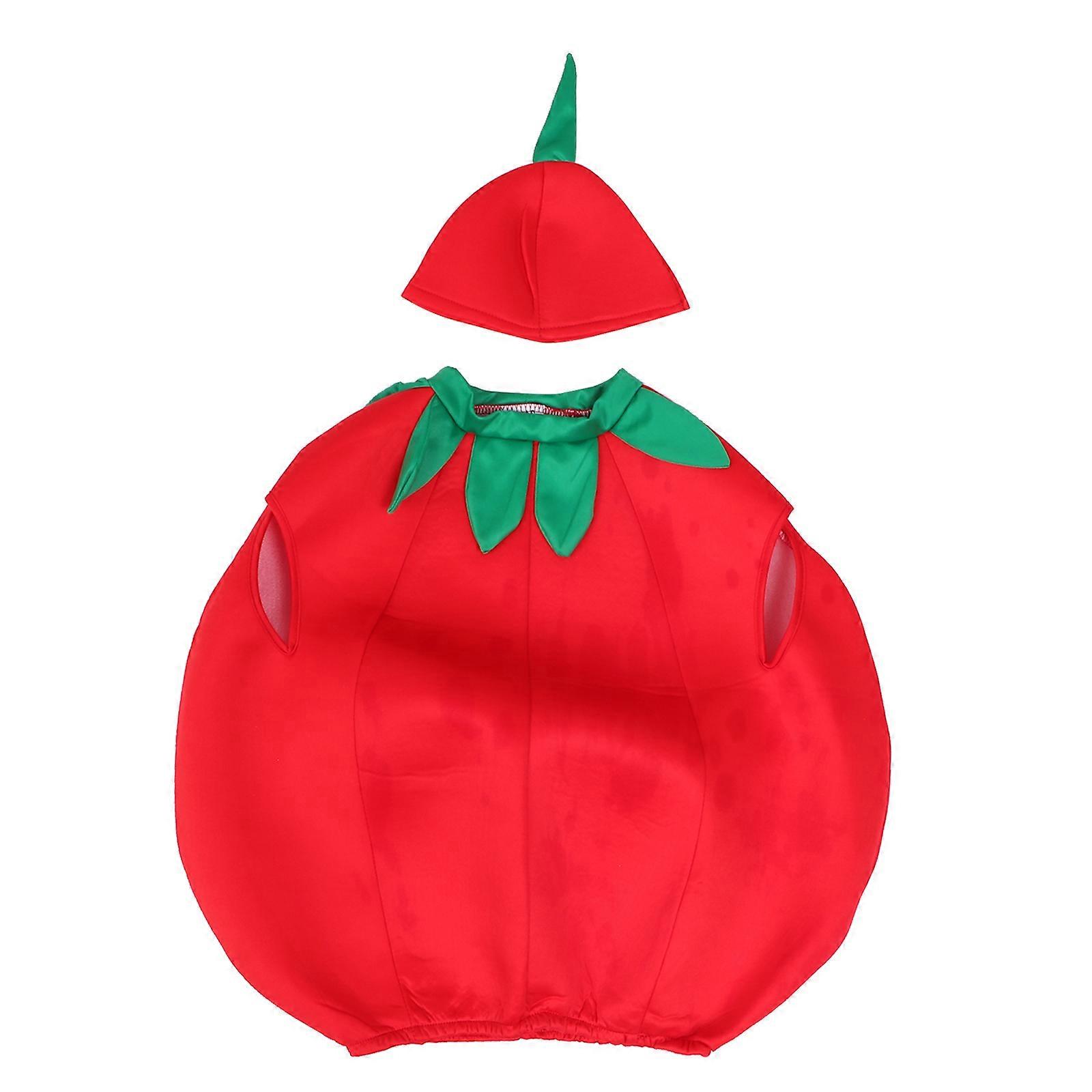 1セットトマトパフォーマンスコスチューム服と帽子生地衣装(130-140cm)