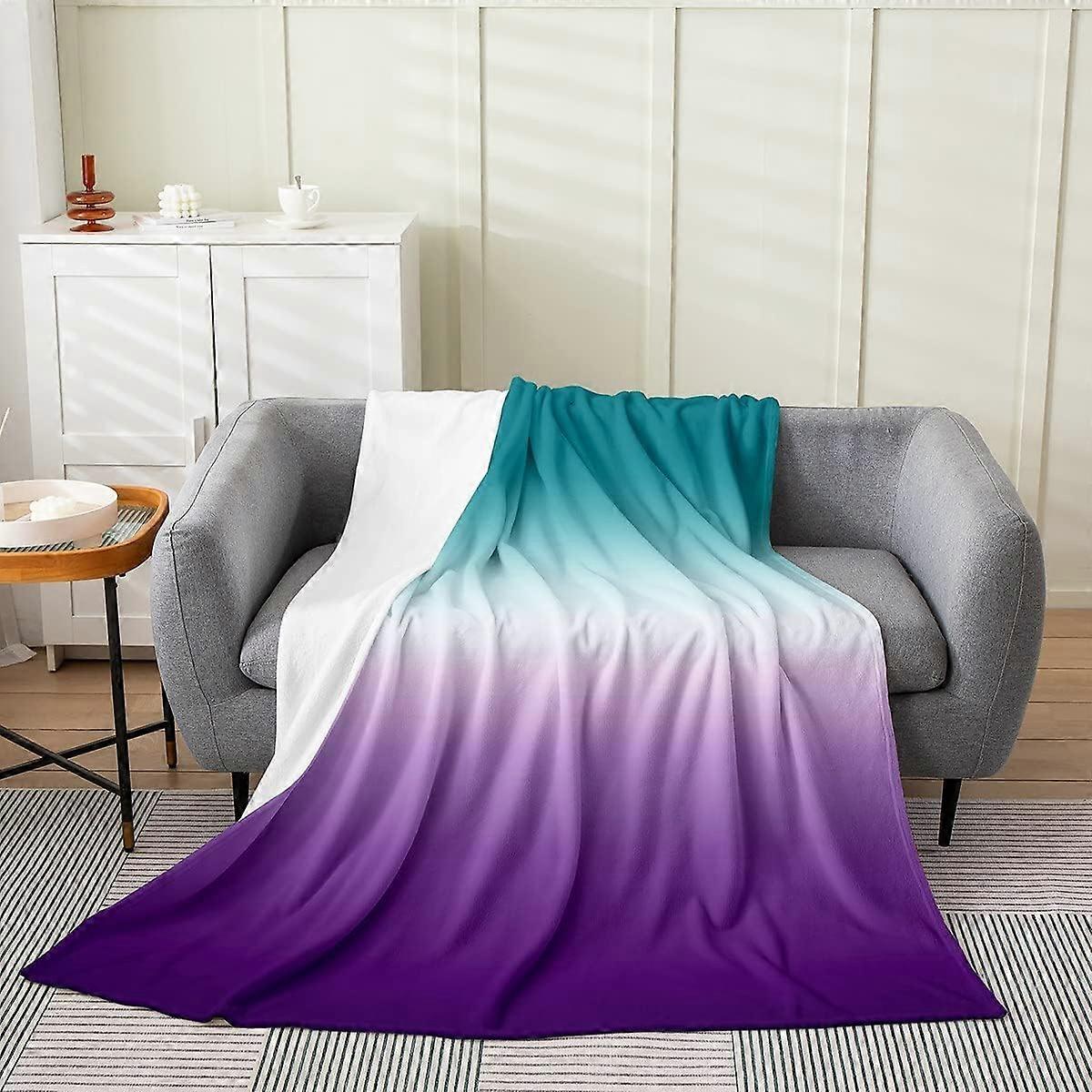 Ombre Blanket All Season Green Purple Teal Fleece Blanket Baby 30x40 Colorful Gradient Throw Blanket for Kids Teens Youth Modern Abstract Quilt Bed Bl