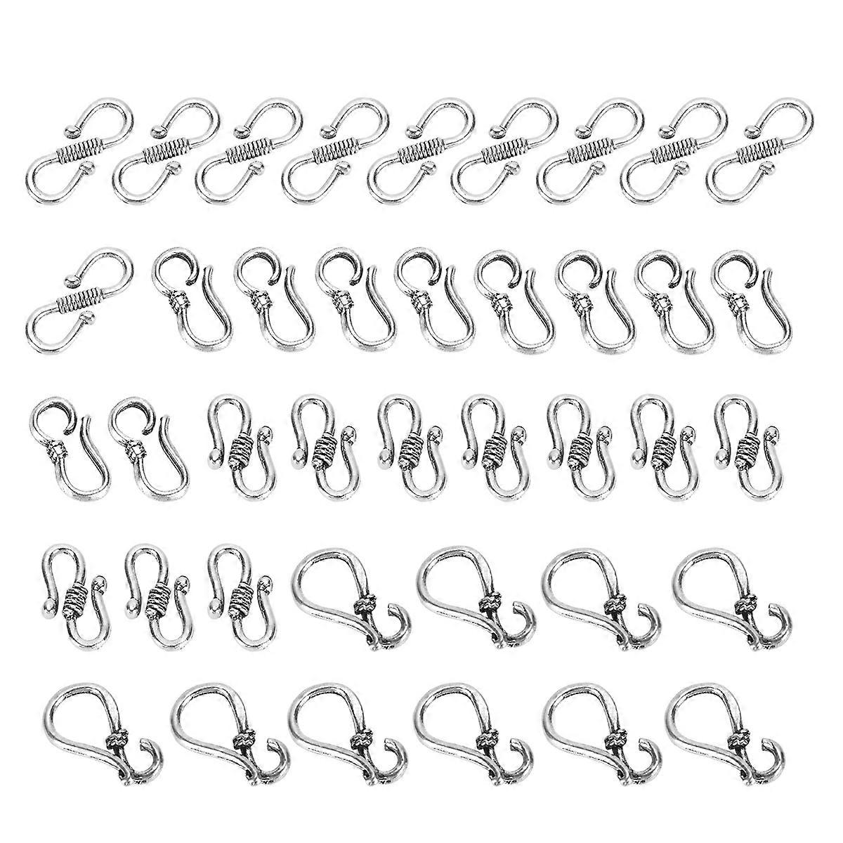 40pcs Tibetan Silver Alloy Clasp S Hook Toggle Clasps End Clasps for Jewelry