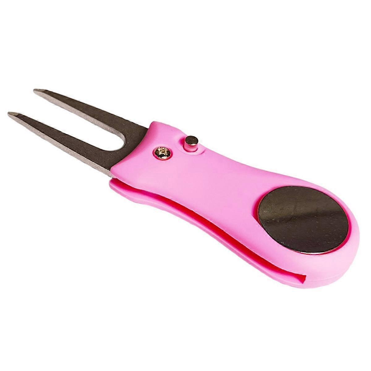 Pink Golf Turf Tool with Magnetic Golf Ball Markers, Pitchfork Repair Tool Markers