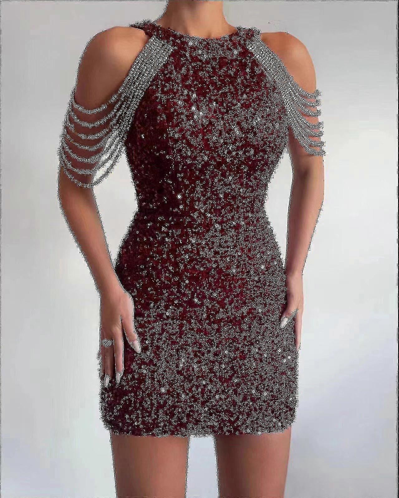 Sheath Gold Sequin Bodycon Party Dress Criss Cross Short Cocktail Dress OM240 main image 1