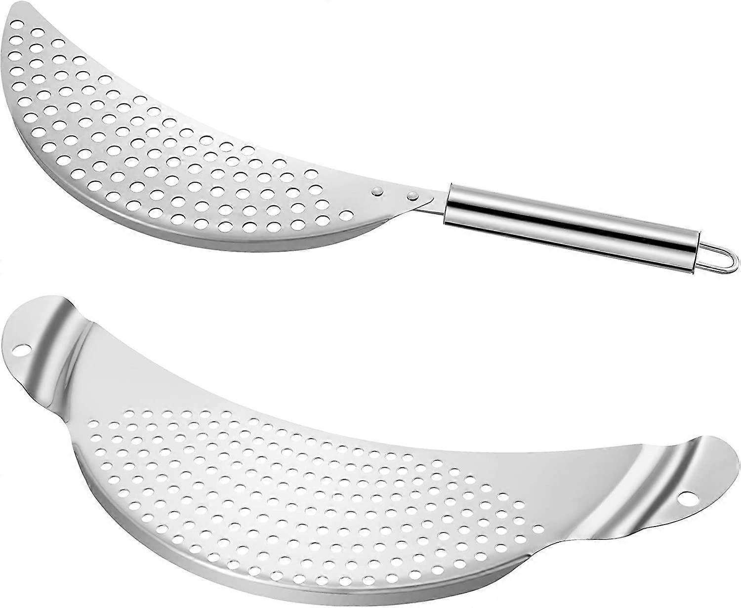 2 Peças Pot Strainer Aço Inoxidável Crescente Pot Strainer com Alça Pasta Strainer Pan Pot Strainer com Punhos de Mão Embutidos Adequado para Differen