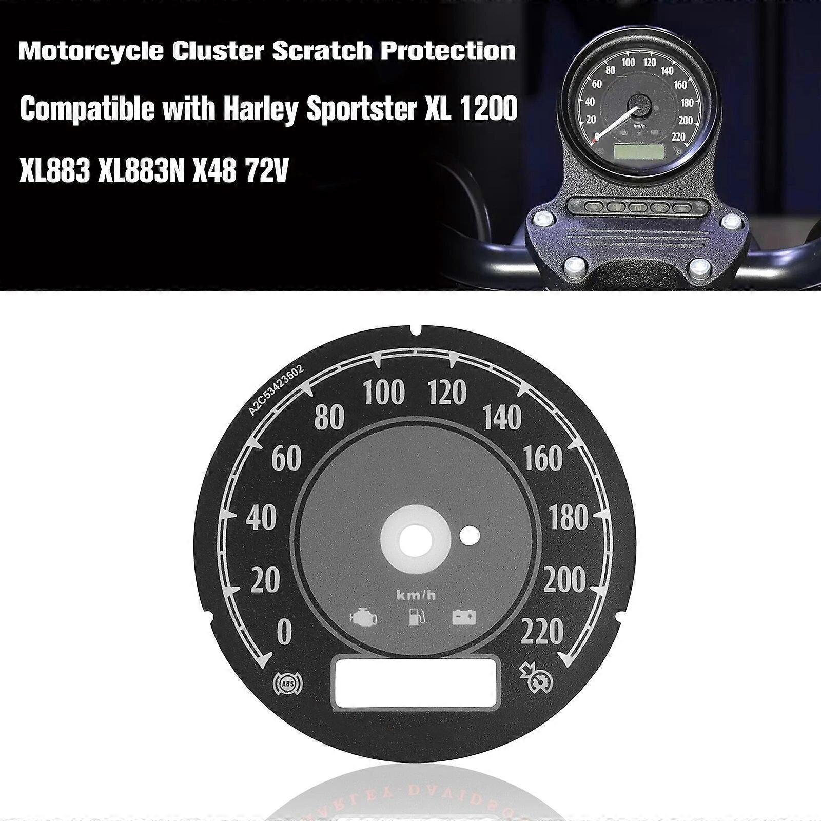 ハーレースポーツスターXL1200、XL883、XL1200、XL883N、X48 72スピードメータースクラッチクラスタースクリーンプロテクションフィルムプロテクターに対応