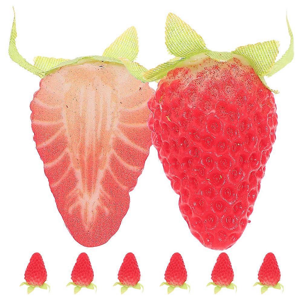 8pcs Simulation Half Strawberry Models Photography Props Artificial Half Strawberries