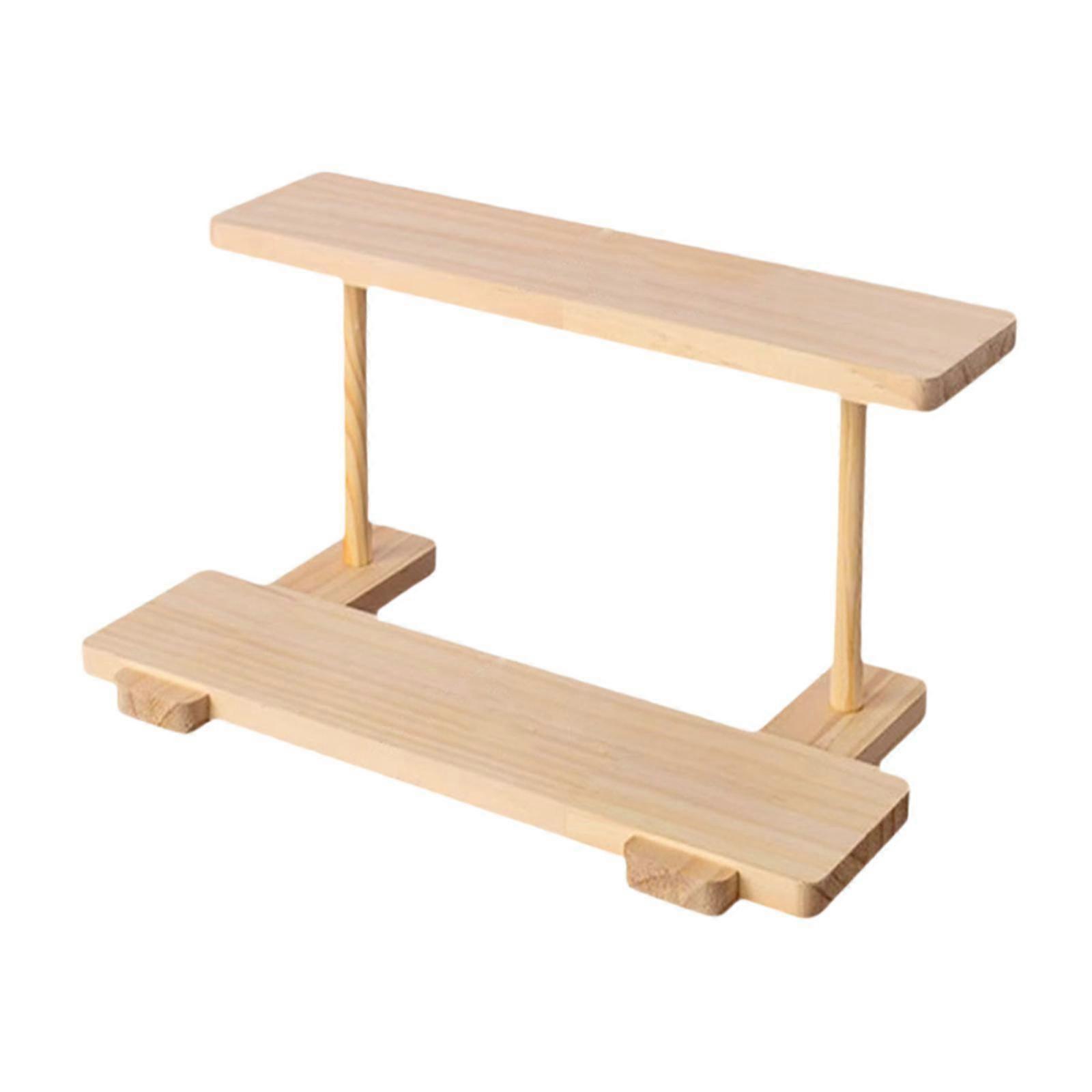 Wood Display Shelf Multi Tiers Collectibles Display Stand for Ornaments Dorm 2 Layers