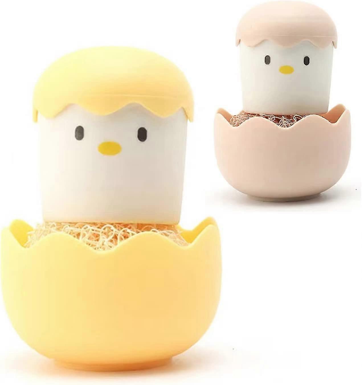 Köksskrubbertvättborste med tvåldispenser 2 pack