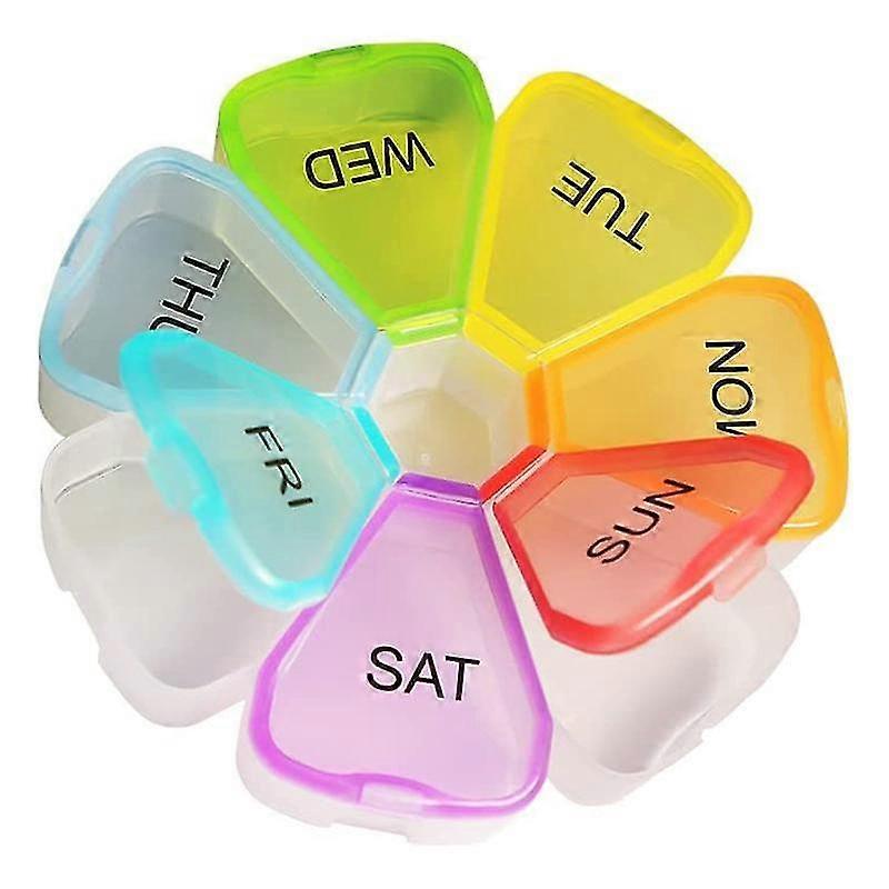 Weekly Pill Organizer 7 Day, Daily Pill Cases, Pill Box, Multicolor Black