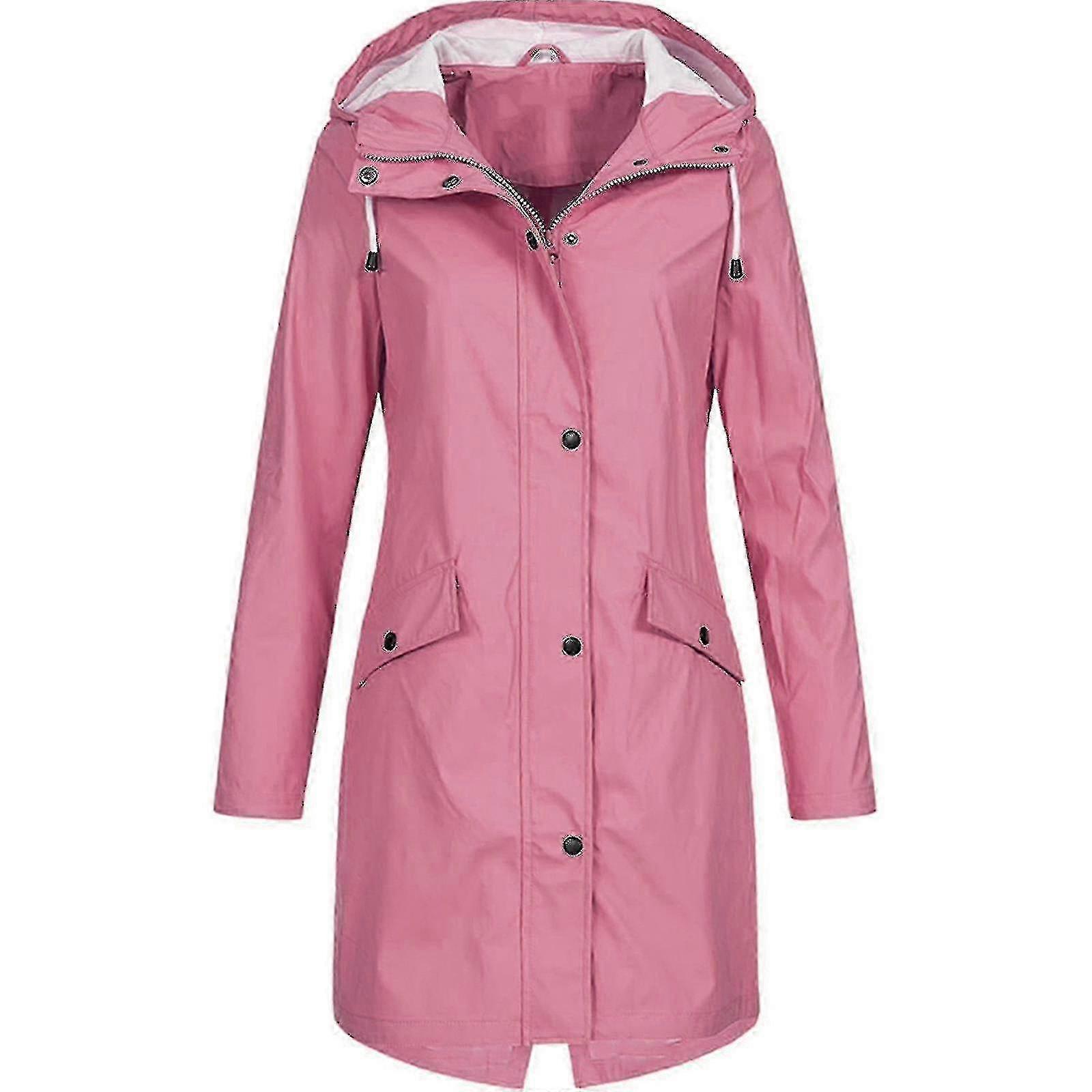 Women Solid Rain Jacket Outdoor Plus Size Waterproof Hooded