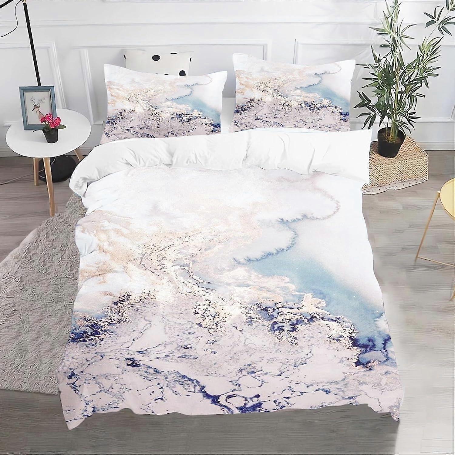 Children's Bedding Set, Marble Pattern, Microfibre, with Pillowcase, Zipper Closure