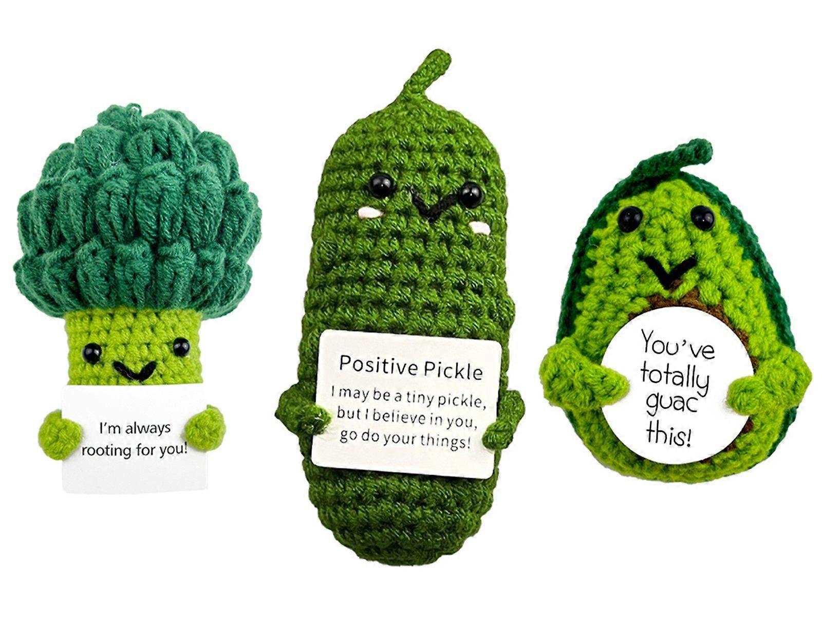 3Pcs Mini Positive Crochet Doll with Positivity Affirmation Card