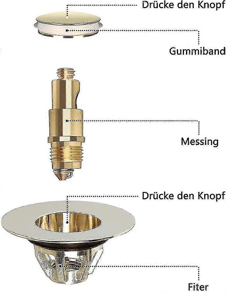 Sink Plug Drain Strainer Stainless Steel Rebound Core Push Type Sink Pop Up Sink