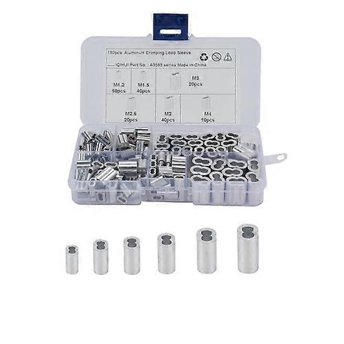 180 Stück M1.2 / M1.5 / M2 / M2.5 / M3 / M4 Drahtseil 8-förmige Aluminiumhülse