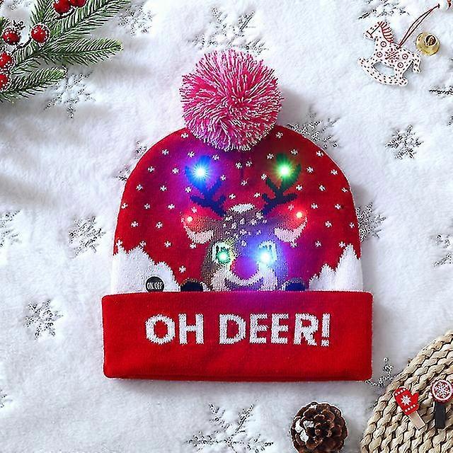 クリスマスハットフラッシュライトアップニットハットアダルトチルドレンサンタハットLEDライト新年会クリスマスパーティーギフト