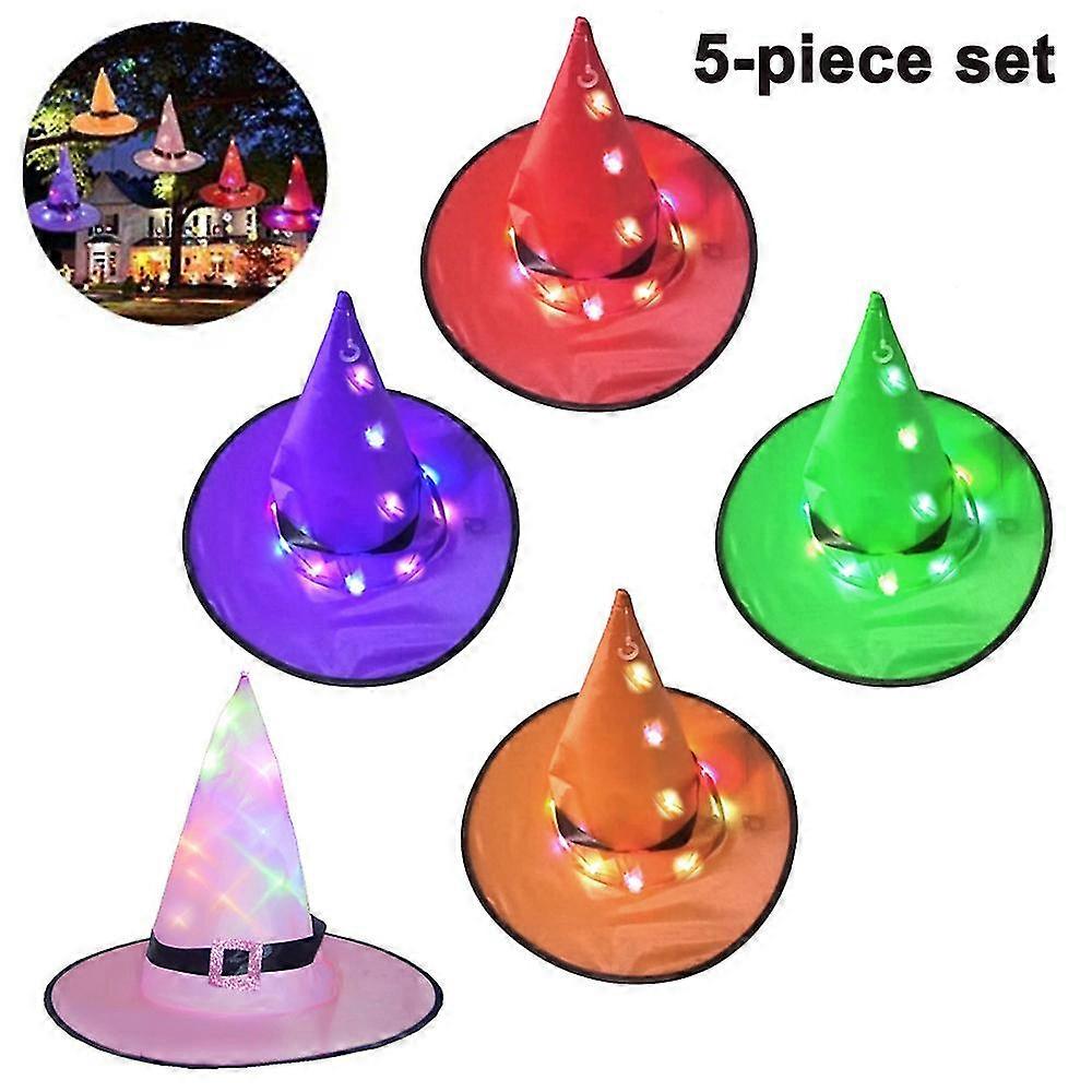 Decorations Outdoor Hanging Lighted Glowing Witch Hat Decorations