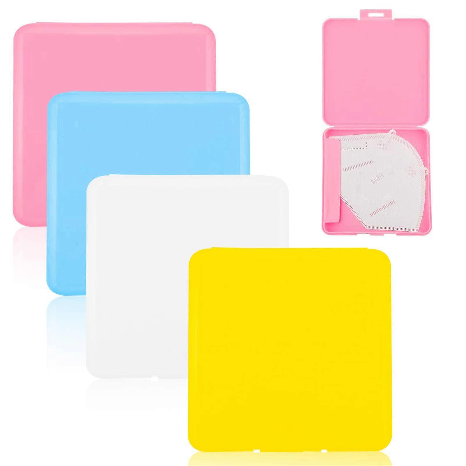 4Pieces Storage Box For Disposable Face Cover, Portable Palm size Face Cover Holder Organizer, Dustproof Random Color