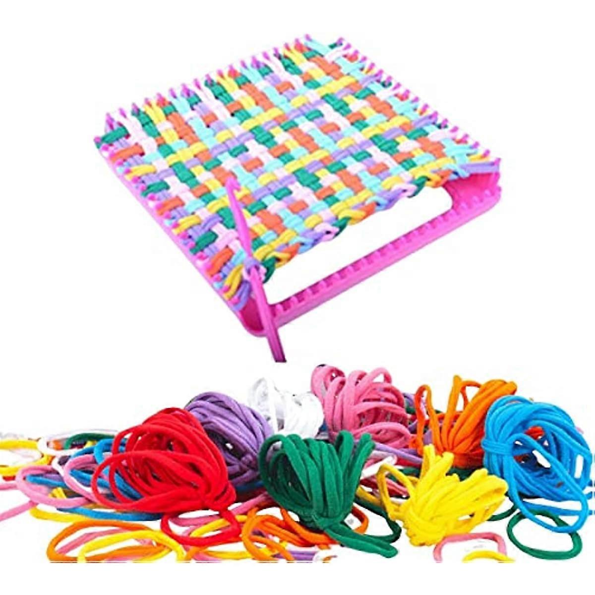 Handmade Knitting Loom Set with Hook Needle with Knitting Rope Crochet Needlework Crafts DIY Tool for Potholder Toys Hats Beginners Shawl