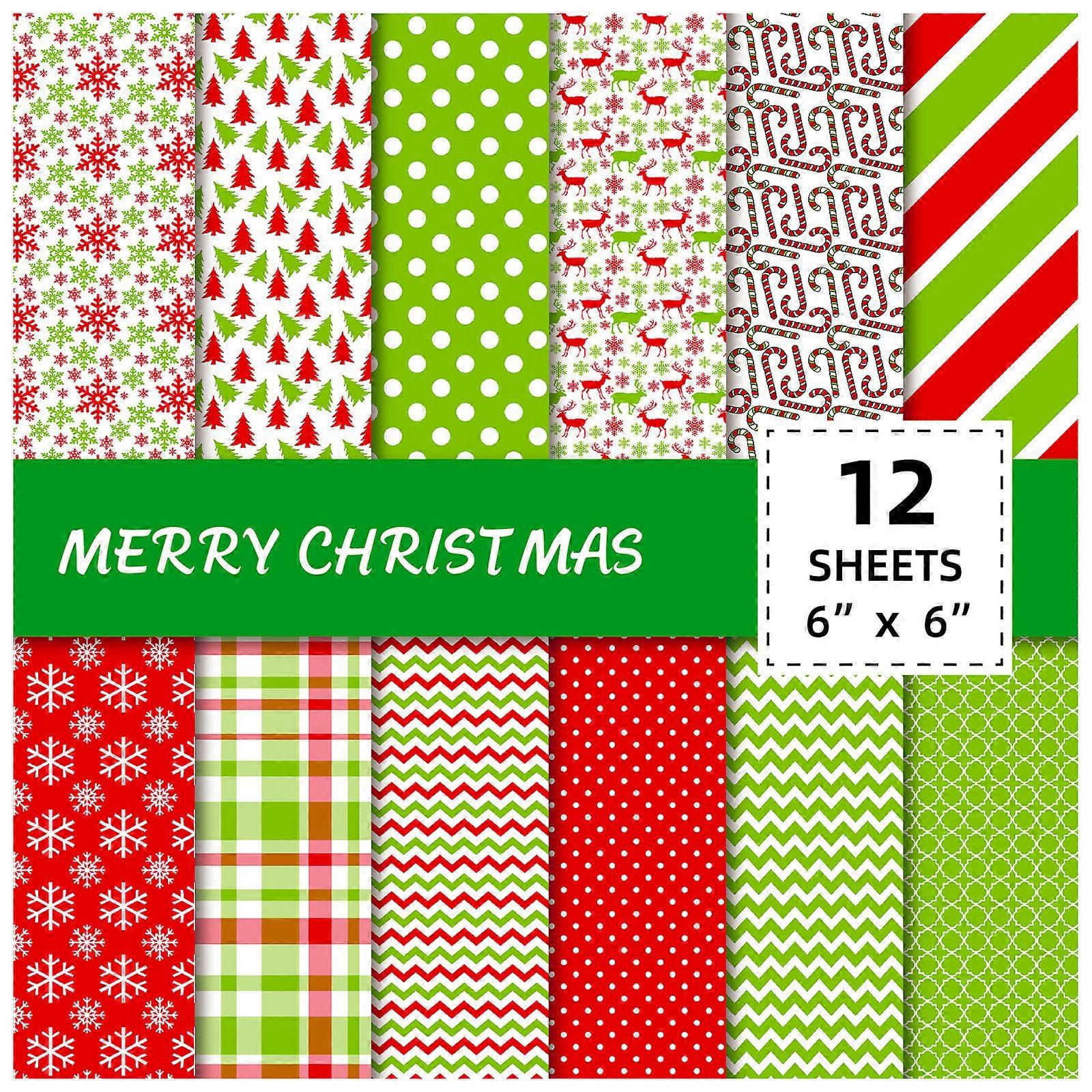 12-piece handbook material package, colorful Christmas material paper, scrapbook card making background paper