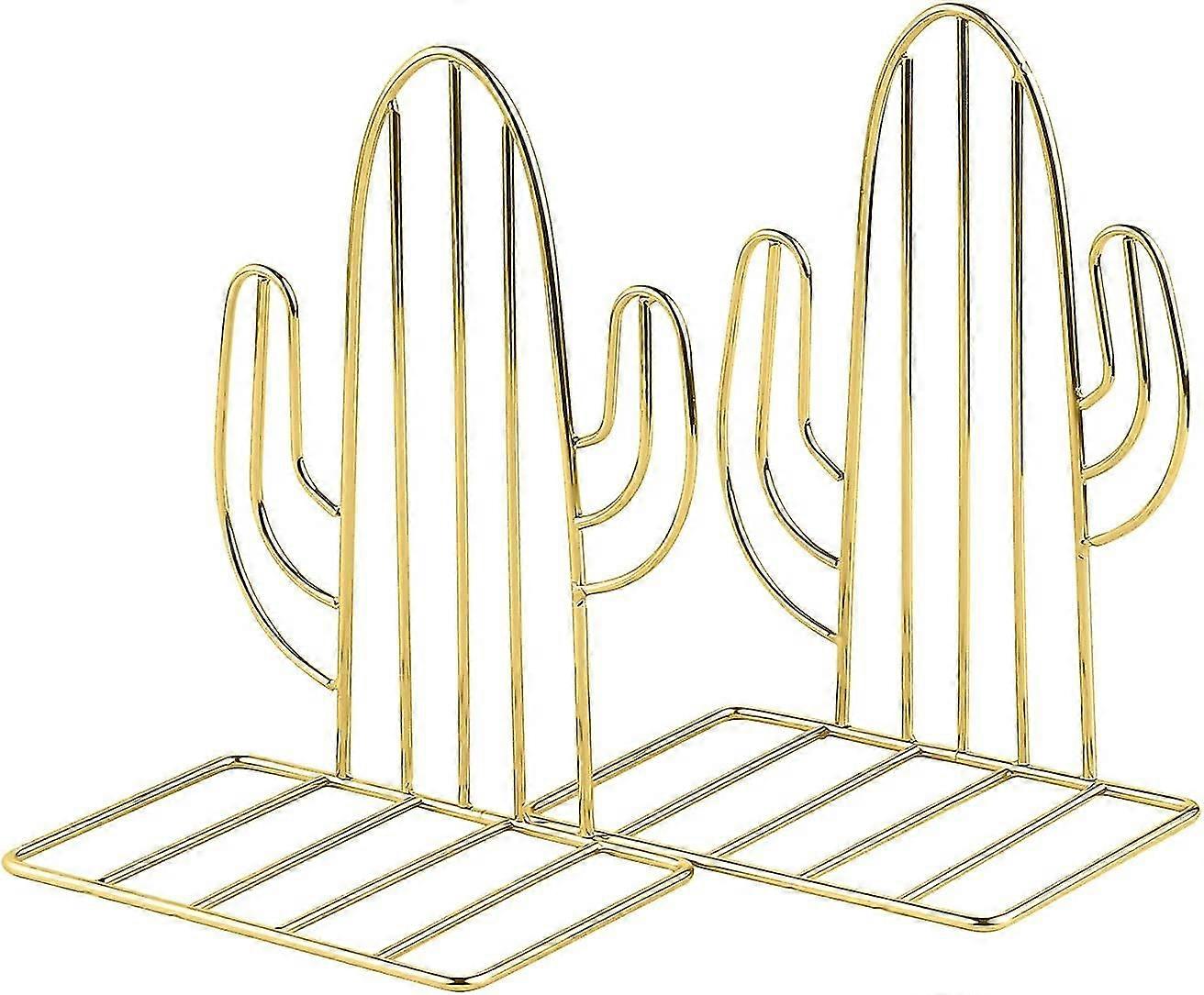 Bookshelf Metal Bookends, Heavy Duty Books Geometric Bookshelf, Decorative Cactus Bookshelf