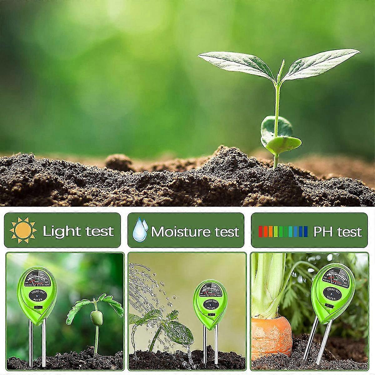 Soil Tester,3-in-1 Soil Test Kit With Moisture,2pcs Light Green