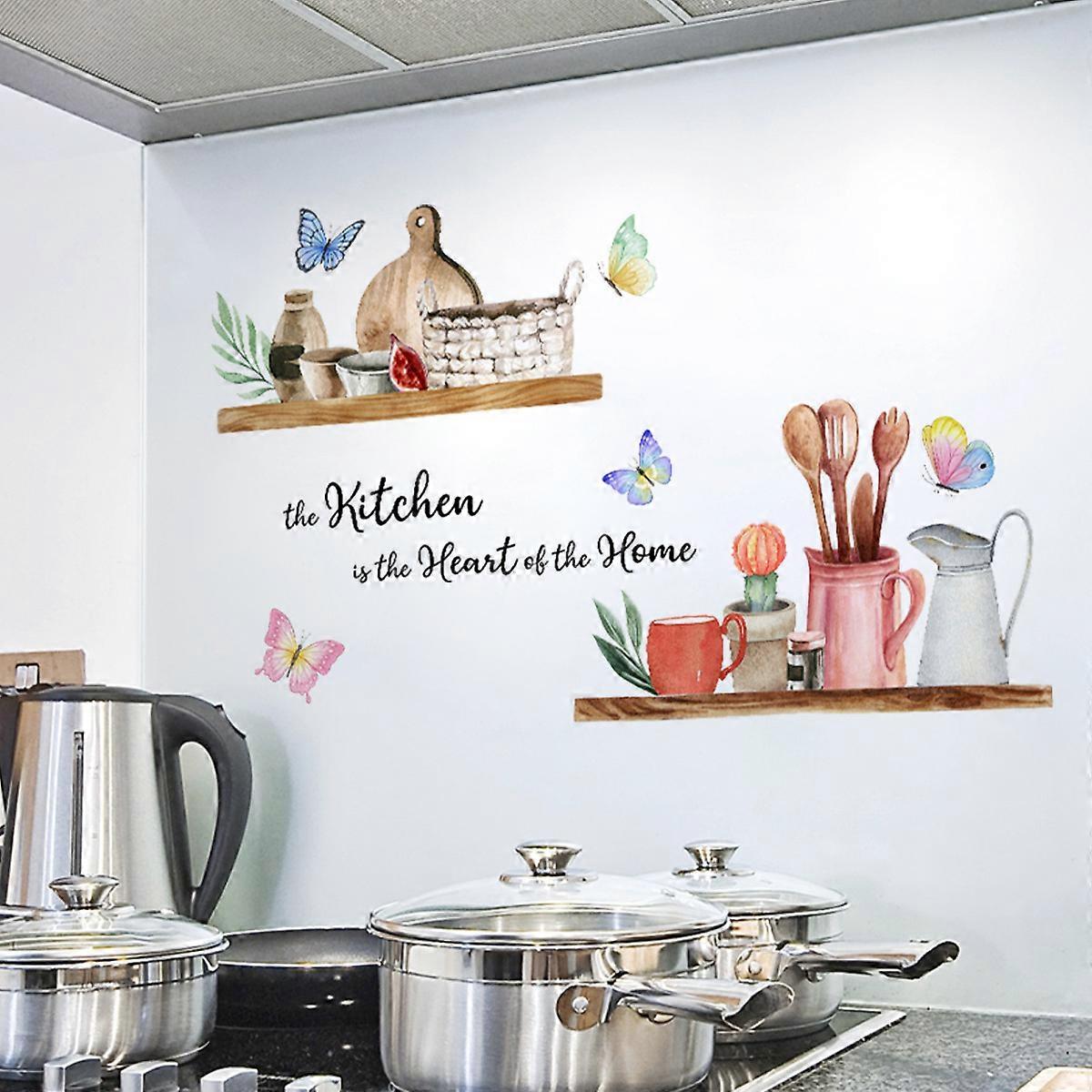 A Set of Butterflies Kitchen Objects Pattern Wall Stickers Wall D