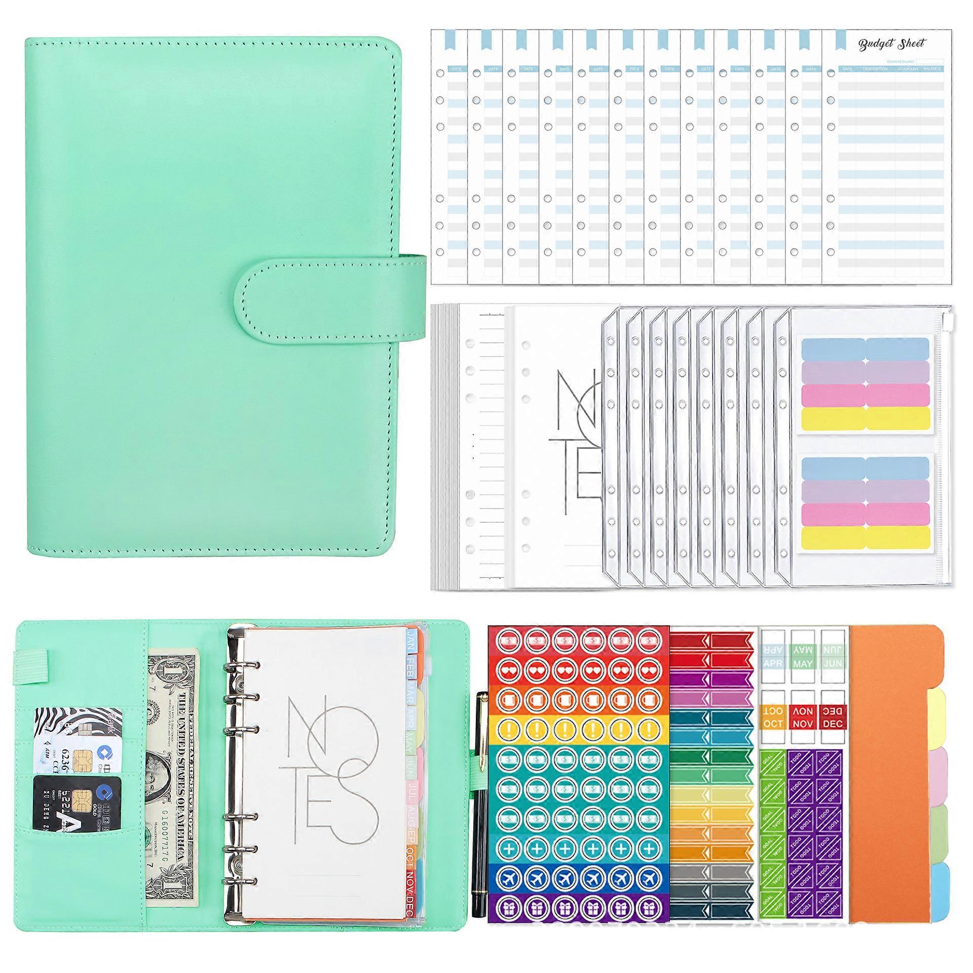 A6 Budget Binder With Zipper Envelopes Pu Leather Refillable Money Saving Binder