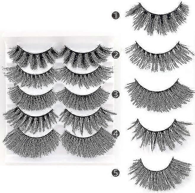 5 Pairs Natural Look False Eyelashes Reusable-zzy