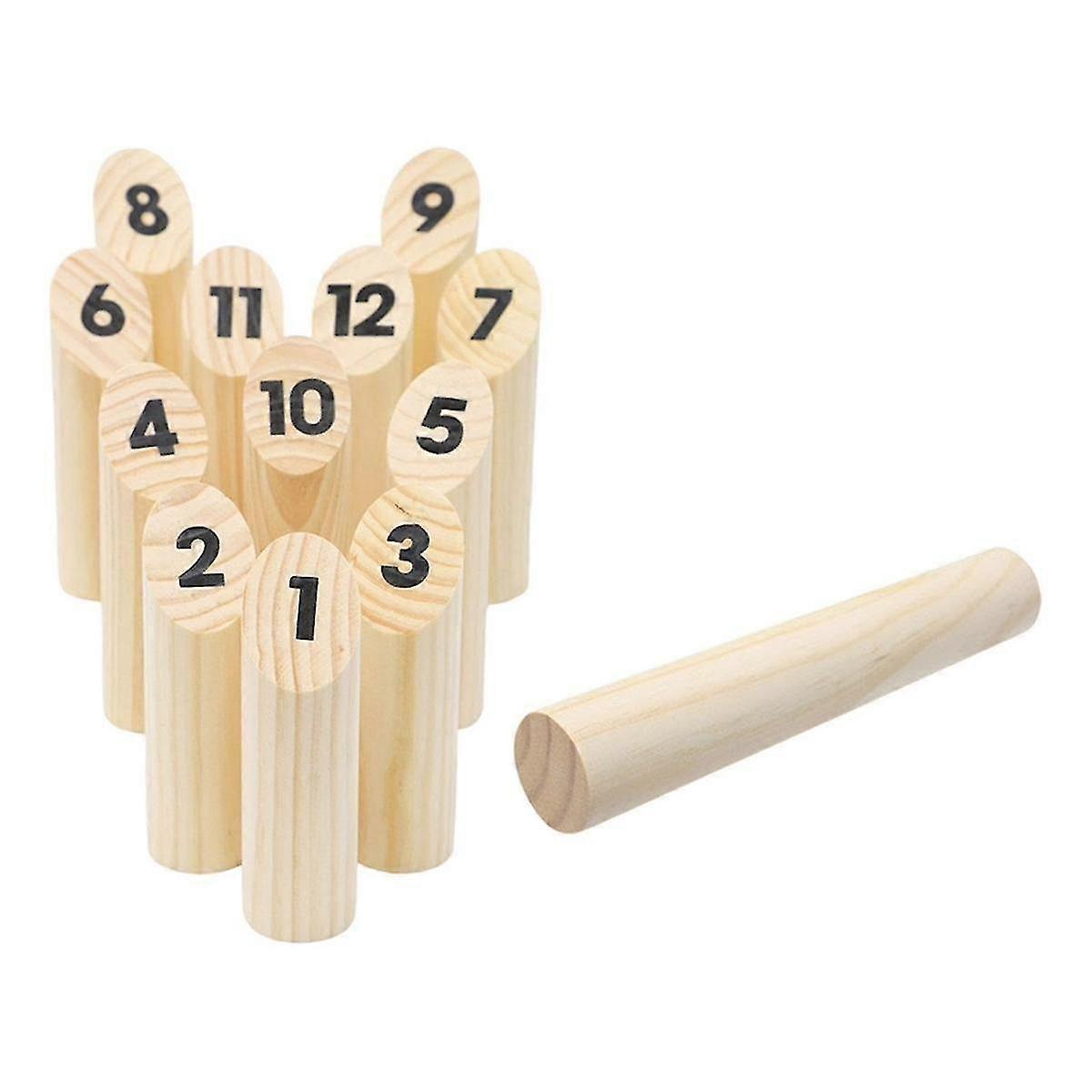 Wooden Numbered Block Tossing Game Throw Bowling Throwing Scatter Family Game Yard Game Set For Party Playground