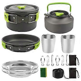 Outdoor Camping Geschirr Kochgeschirr Mini Aluminium Falttopf Set Ungiftig Kochen Grün