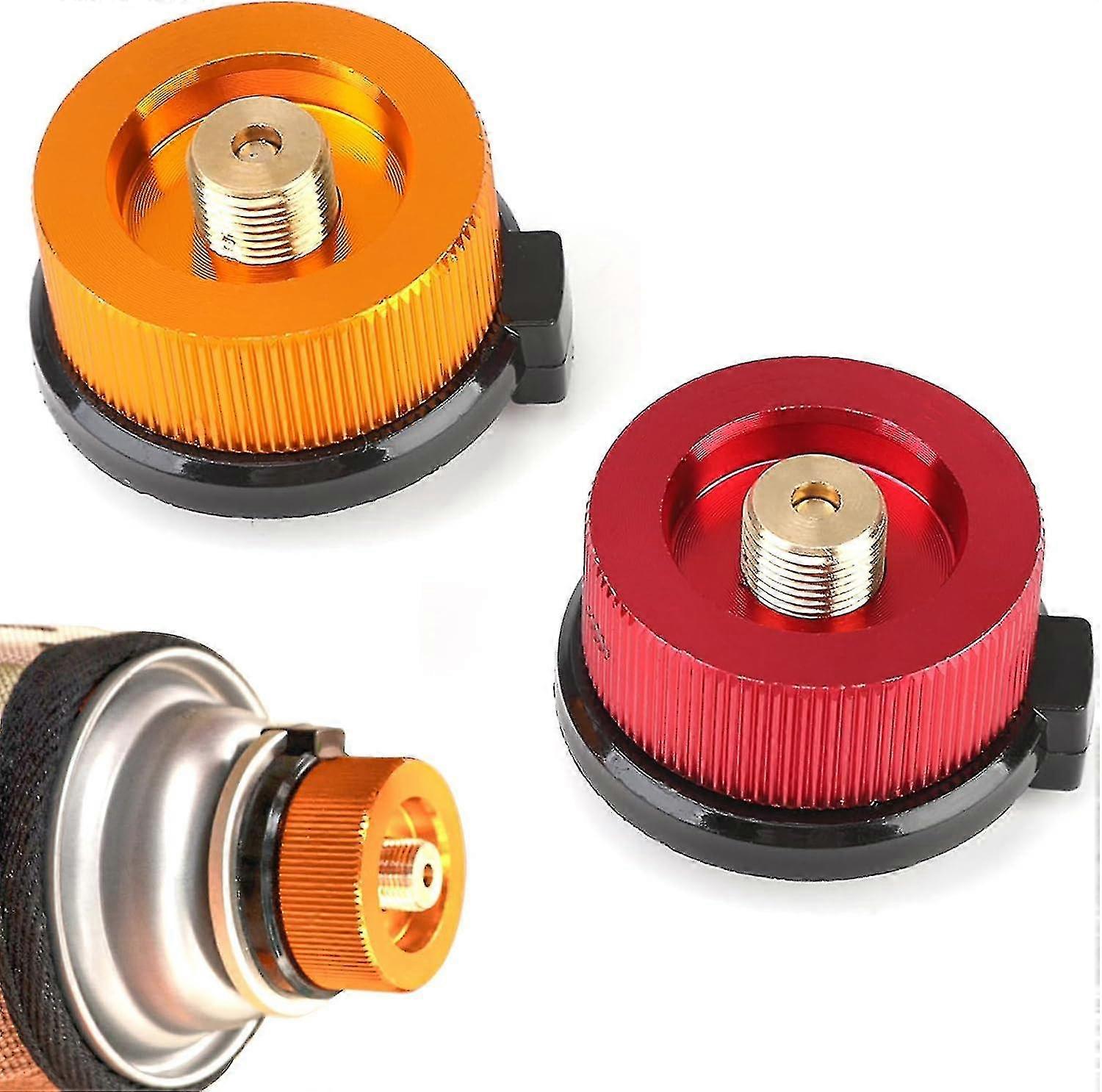 2 قطع محول زجاجة غاز موقد موصل للتخييم موقد الغاز فوهة تحويل محول إعادة التعبئة موصل البوتان علبة إلى خرطوشة غاز برغي (أصفر A